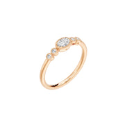 Bague de mariage diamant naturel ovale et diamants naturels ronds 0.25 carat or rose 14 carats Lina